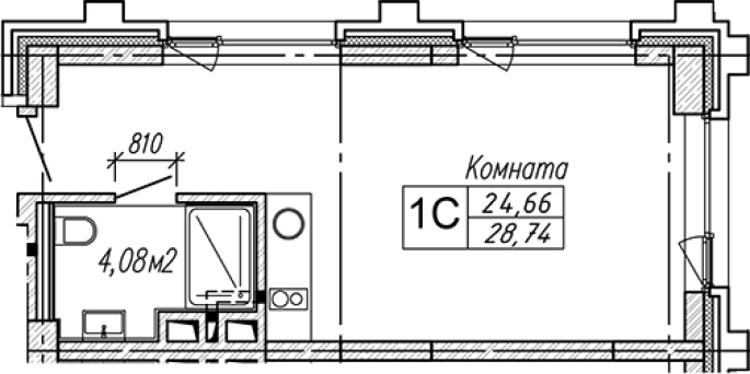 Продажа 1-комнатной студии в&nbsp;жилом комплексе «Апарт-отель Gagarin City (Гагарин Сити)»