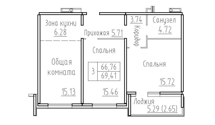 Продажа 3-комнатной студии в&nbsp;жилом комплексе «Фламинго»