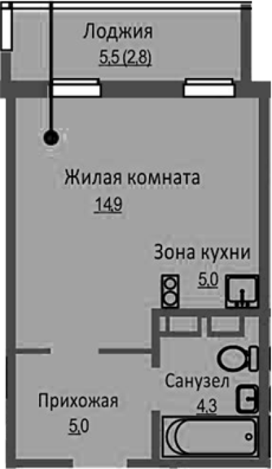 Продажа 1-комнатной студии в&nbsp;жилом комплексе «Новый бронный»