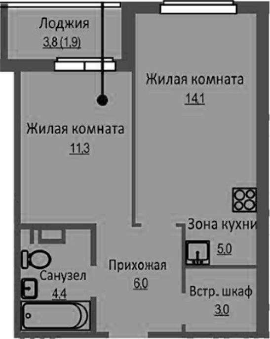 Продажа 2-комнатной студии в&nbsp;жилом комплексе «Новый бронный»