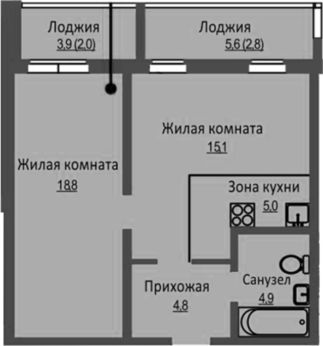 Продажа 2-комнатной студии в&nbsp;жилом комплексе «Новый бронный»