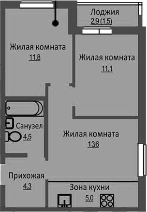 Продажа 3-комнатной студии в&nbsp;жилом комплексе «Новый бронный»