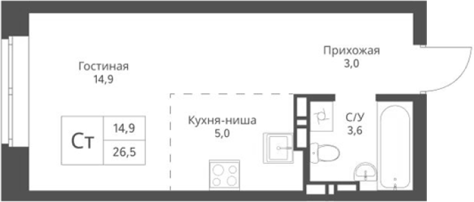 Продажа 1-комнатной студии в&nbsp;жилом комплексе «Экоград 12 дворов»