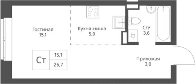 Продажа 1-комнатной студии в&nbsp;жилом комплексе «Экоград 12 дворов»