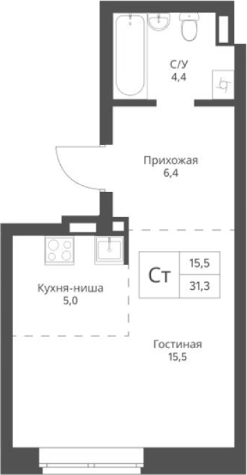 Продажа 1-комнатной студии в&nbsp;жилом комплексе «Экоград 12 дворов»