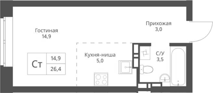 Продажа 1-комнатной студии в&nbsp;жилом комплексе «Экоград 12 дворов»