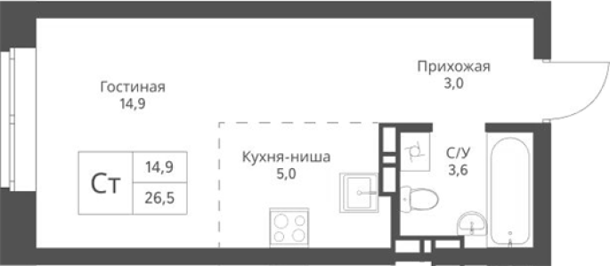 Продажа 1-комнатной студии в&nbsp;жилом комплексе «Экоград 12 дворов»