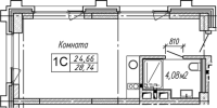 1-комнатная студия в жилом комлексе «Апарт-отель Gagarin City (Гагарин Сити)»