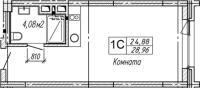 1-комнатная студия в жилом комлексе «Апарт-отель Gagarin City (Гагарин Сити)»