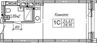 1-комнатная студия в жилом комлексе «Апарт-отель Gagarin City (Гагарин Сити)»