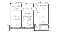 3-комнатная студия в жилом комлексе «Фламинго»