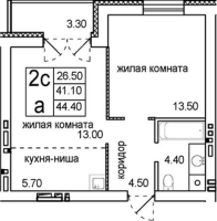 2-комнатная студия в жилом комлексе «Promenade»