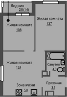 3-комнатная студия в жилом комлексе «Новый бронный»