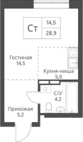 1-комнатная студия в жилом комлексе «Экоград 12 дворов»