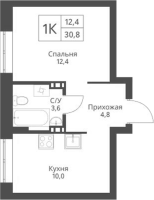 1-комнатная в жилом комлексе «Экоград 12 дворов»