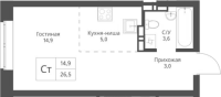 1-комнатная студия в жилом комлексе «Экоград 12 дворов»
